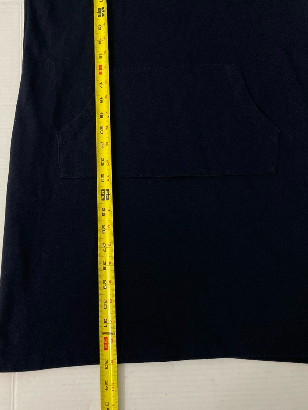 Tommy Hilfiger Navy Hooded Sweatshirt Dress with White Sleeves and Red Accents - Picture 8 of 9